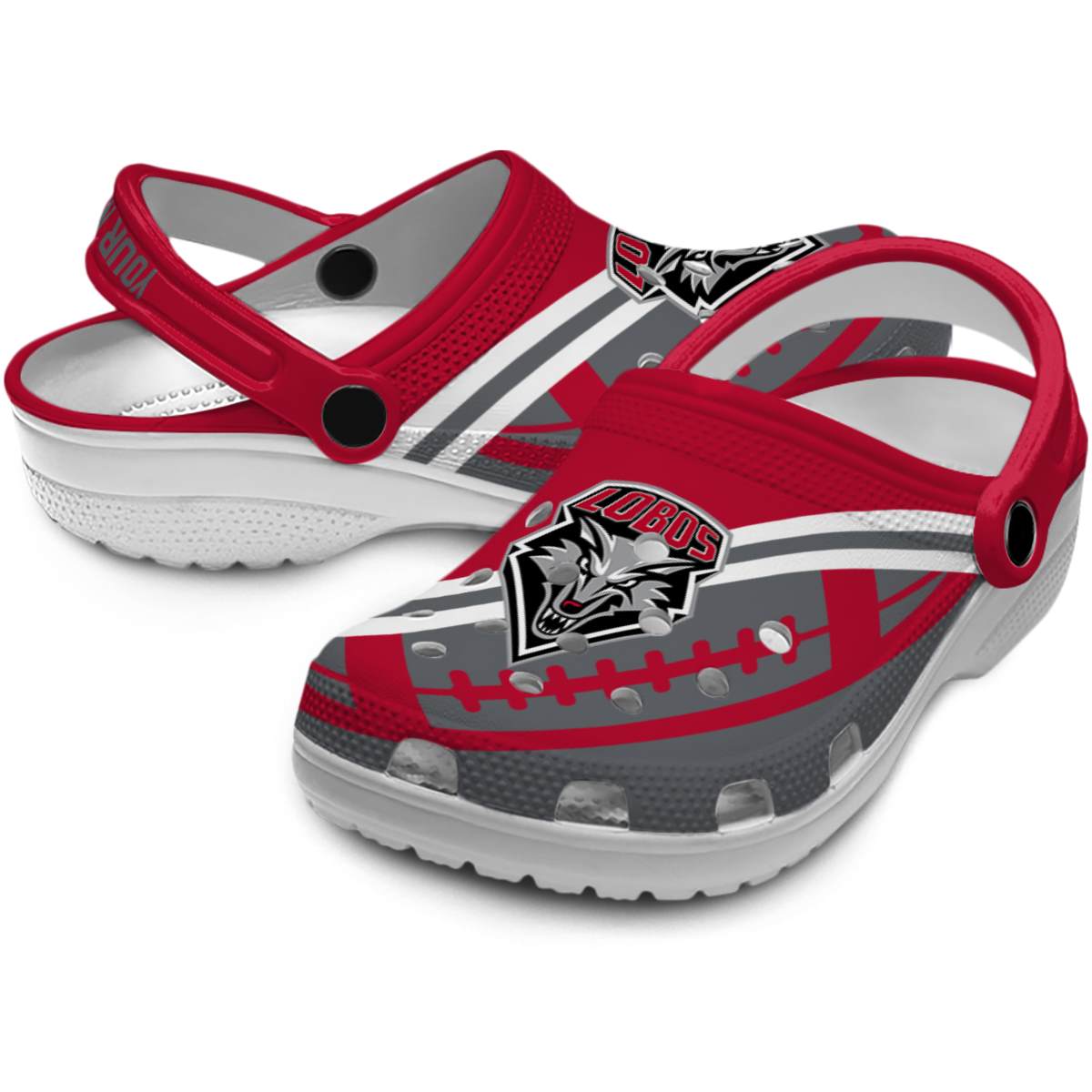 New Mexico Lobos NCAA Sport Crocs Crocband Clogs Shoes Comfortable For Men Women and Kids - Image 3