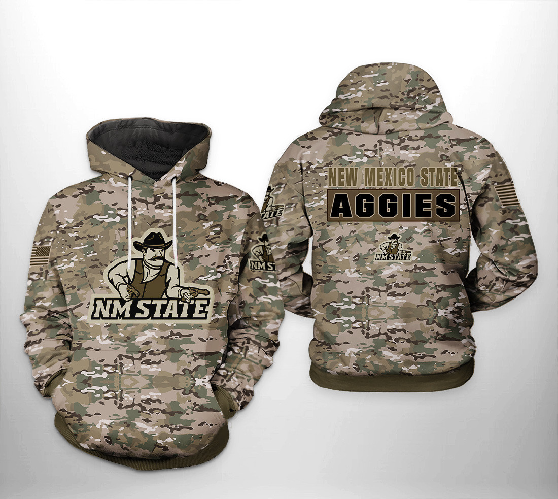 New Mexico State Aggies NCAA Camo Veteran 3D All Over Print Hoodie, Zip Hoodie