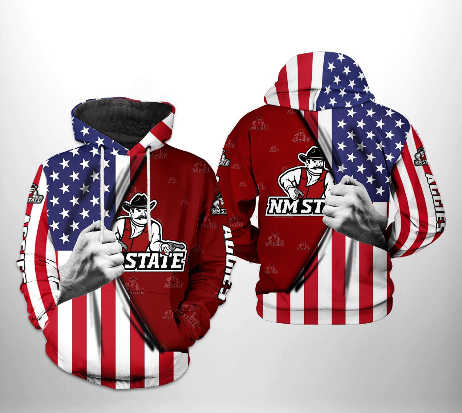 New Mexico State Aggies NCAA US Flag 3D All Over Print Hoodie, Zip Hoodie