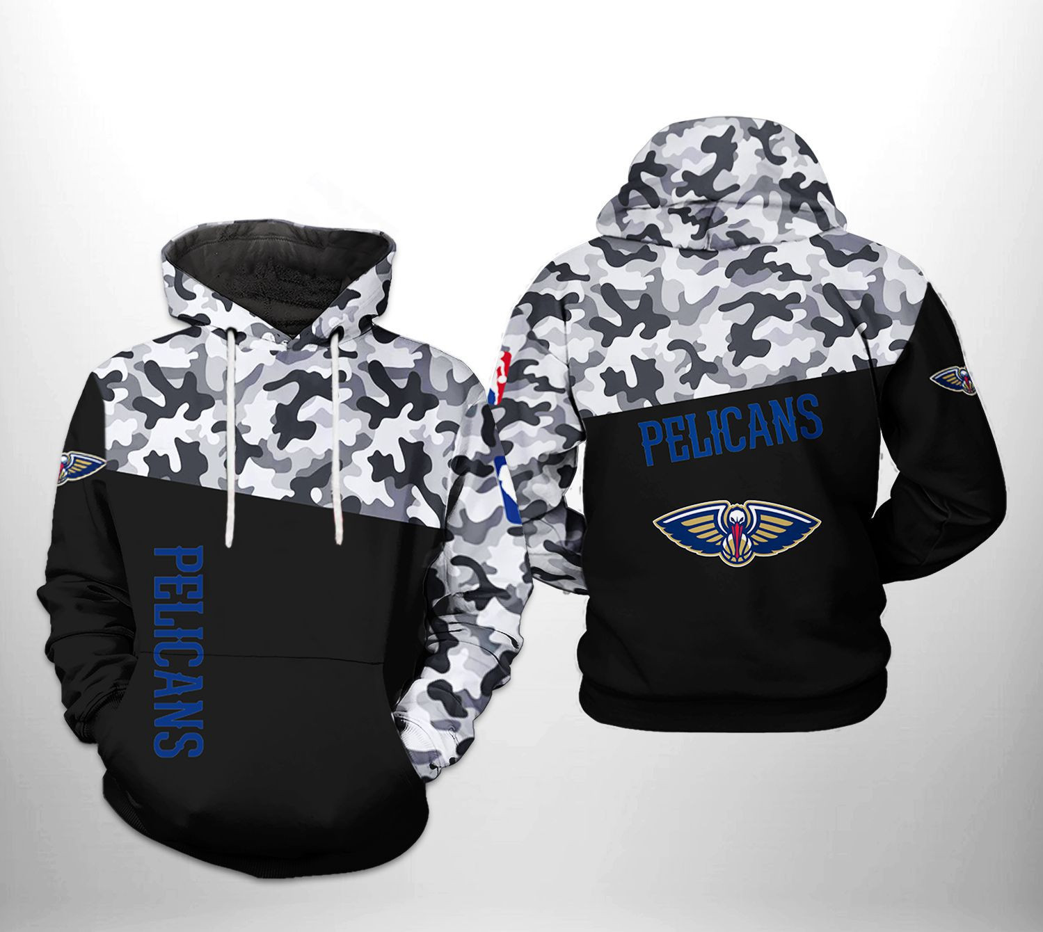 New Orleans Pelicans NBA Camo Veteran Team 3D All Over Print Hoodie, Zip Hoodie