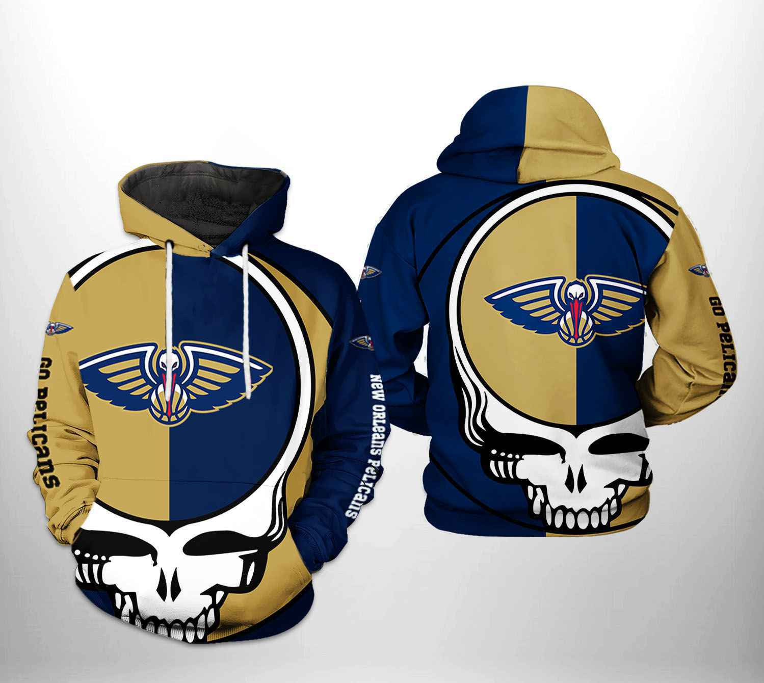 New Orleans Pelicans NBA Grateful Dead 3D All Over Print Hoodie, Zip Hoodie
