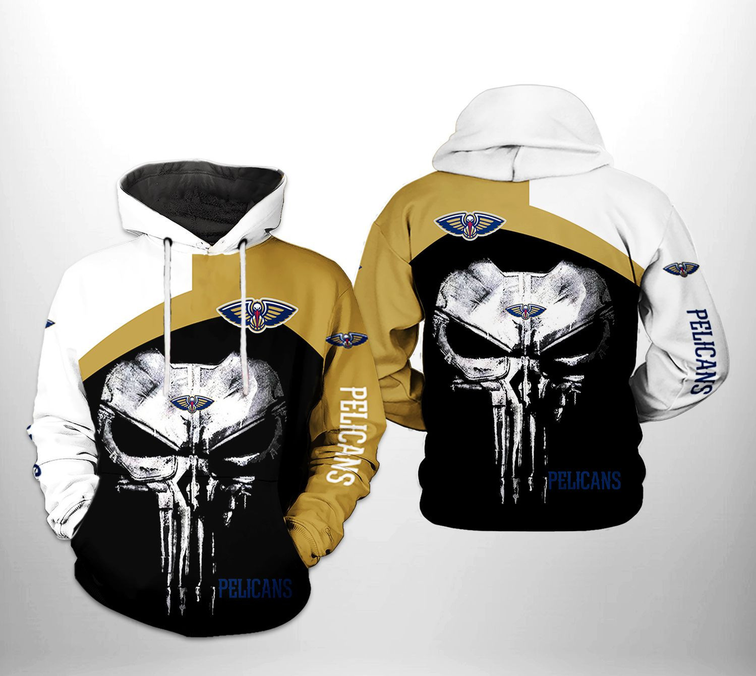 New Orleans Pelicans NBA Skull Punisher Team 3D All Over Print Hoodie, Zip Hoodie