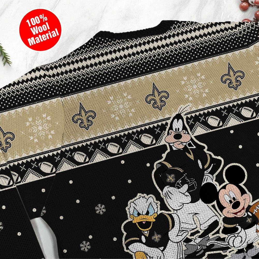 New Orleans Saints Disney Donald Duck Mickey Mouse Goofy Personalized Ugly Christmas Sweater Adult 3D Funny Matching for family - Image 5