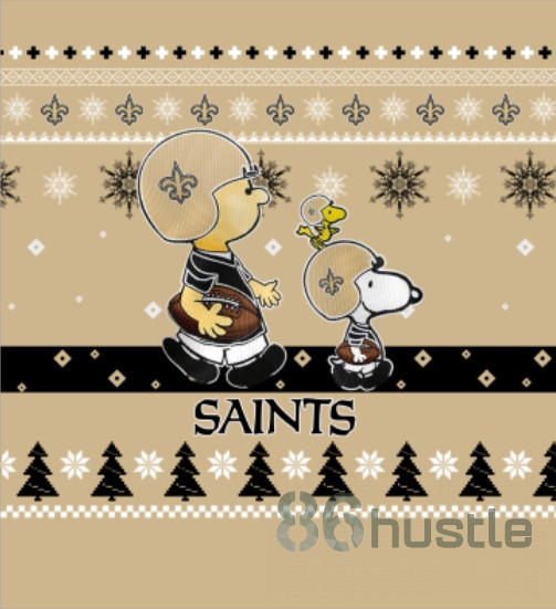 New Orleans Saints Funny Charlie Brown Peanuts Snoopy Ugly Christmas Sweater Adult 3D Funny Matching for family - Image 5