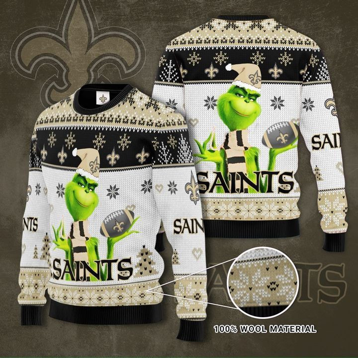 New Orleans Saints Grinch Ugly Christmas Sweater Adult 3D Funny Matching for family