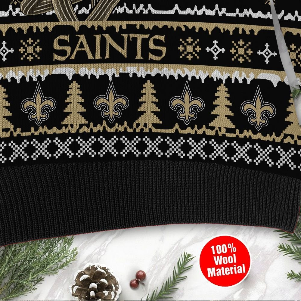 New Orleans Saints Jack Skellington Halloween Holiday Party Ugly Christmas Sweater Adult 3D Funny Matching for family - Image 4