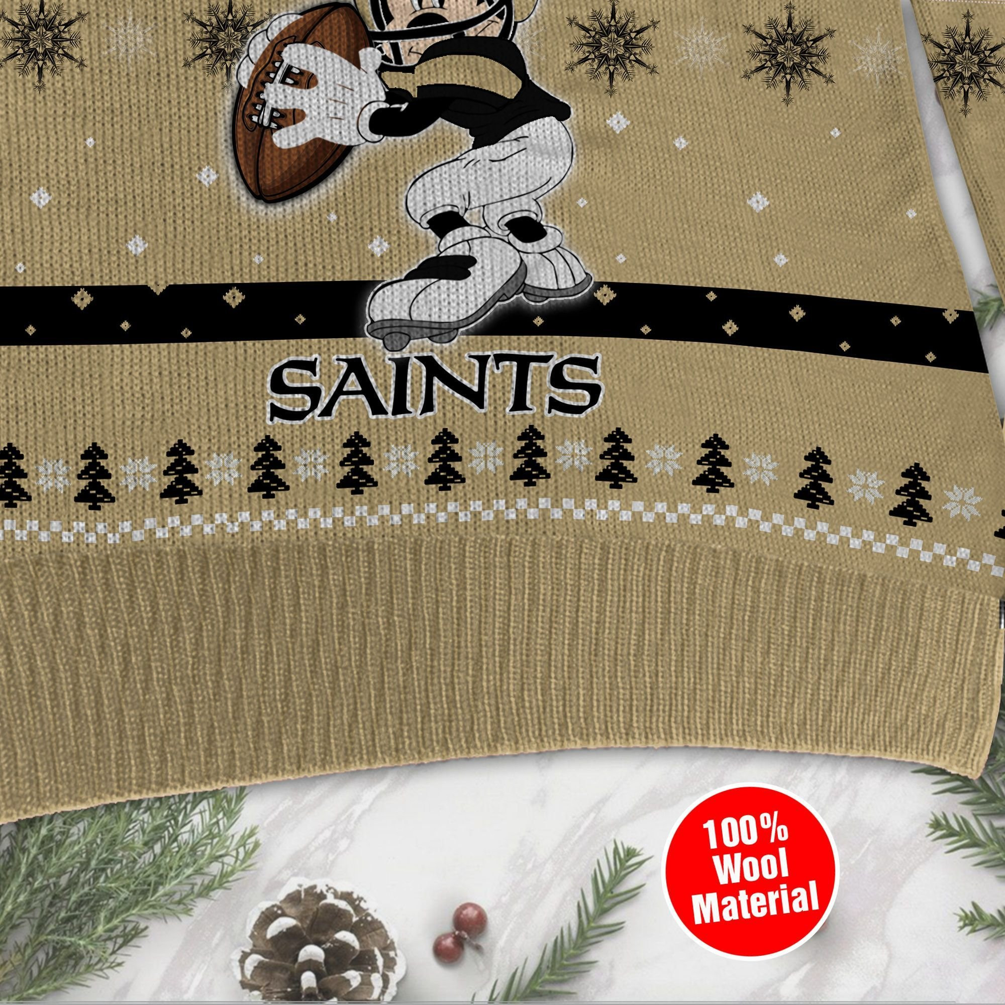 New Orleans Saints Mickey Mouse Funny Ugly Christmas Sweater Adult 3D Funny Matching for family - Image 4