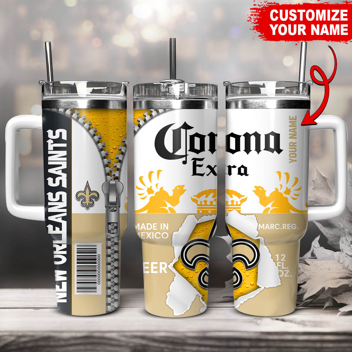 New Orleans Saints NFL Corona Extra Custom Stanley Cup 40 oz 30 oz Tumbler With HandleTVC230169