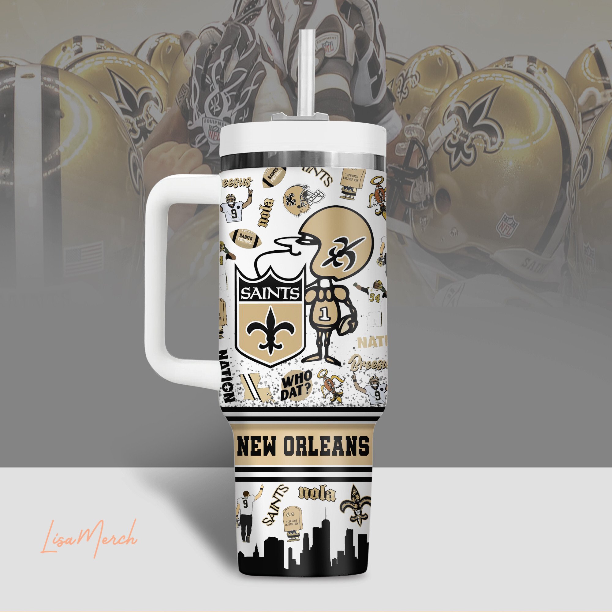New Orleans Saints NFL Custom Stanley Cup 40 oz 30 oz Tumbler With HandleTVC2301509 - Image 3