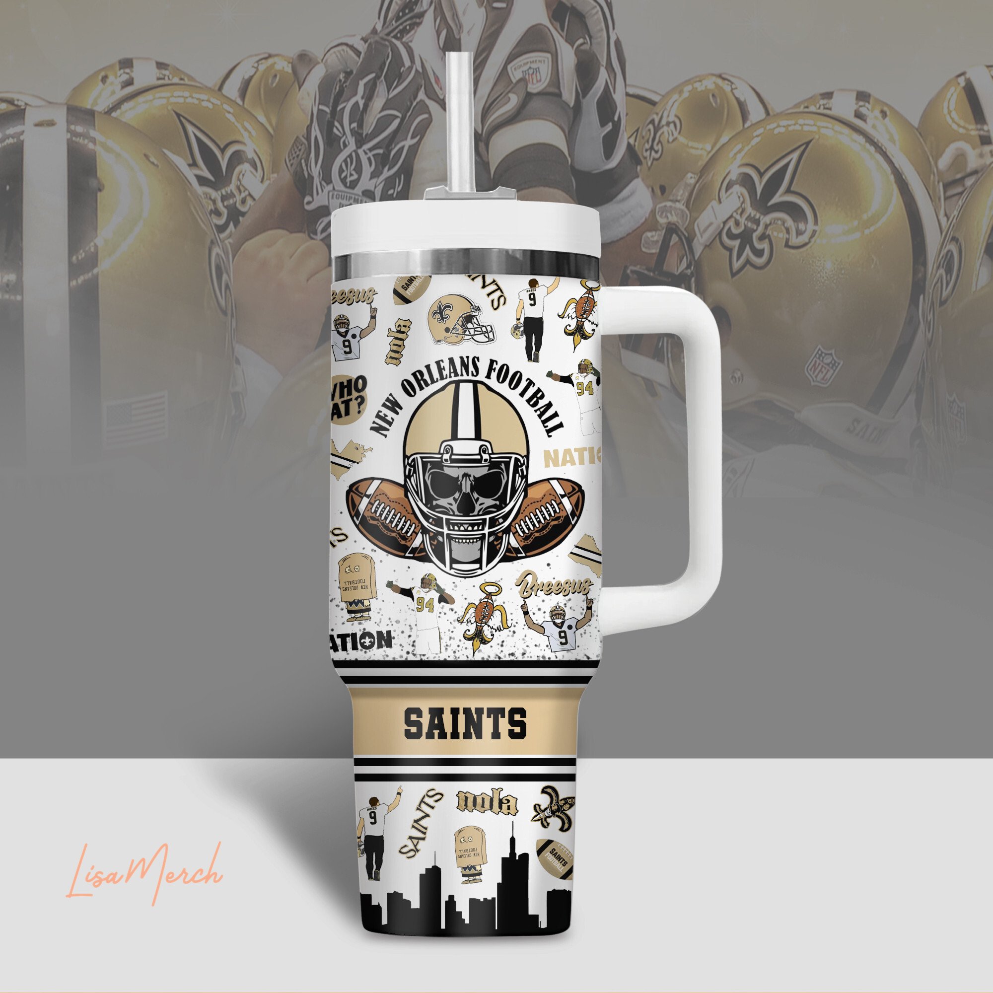 New Orleans Saints NFL Custom Stanley Cup 40 oz 30 oz Tumbler With HandleTVC2301509 - Image 2