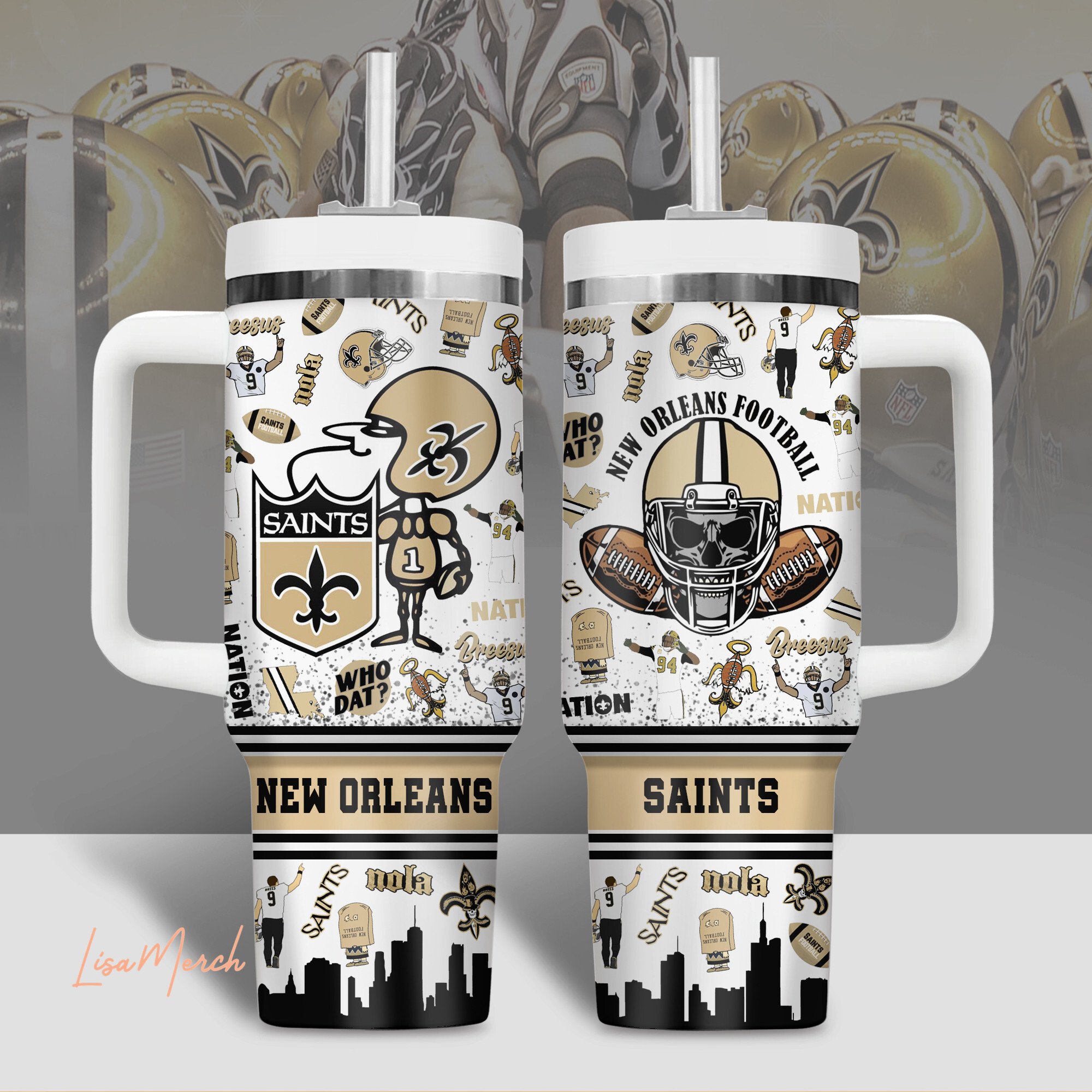 New Orleans Saints NFL Custom Stanley Cup 40 oz 30 oz Tumbler With HandleTVC2301509