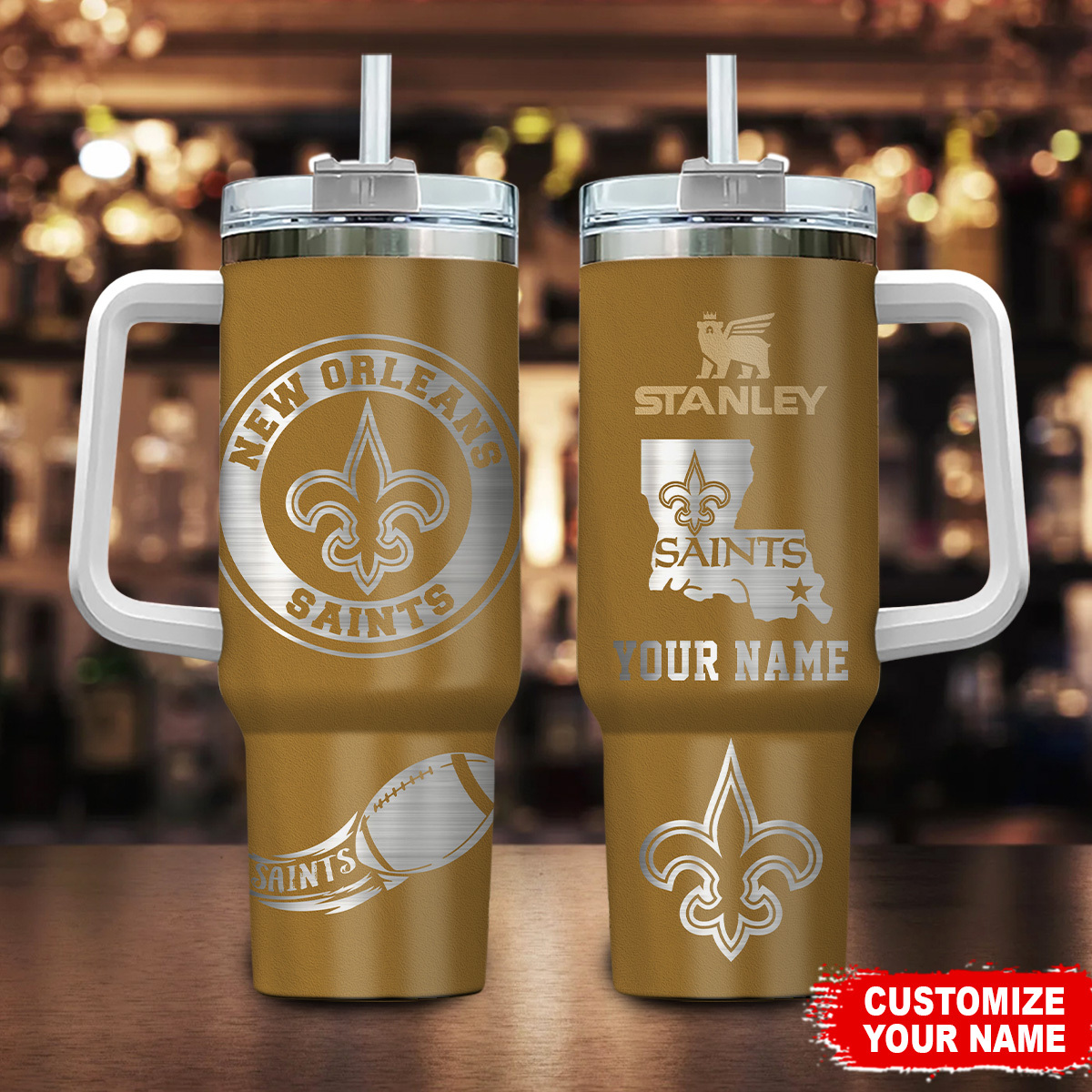New Orleans Saints NFL Custom Stanley Cup 40 oz 30 oz Tumbler With HandleTVC230179