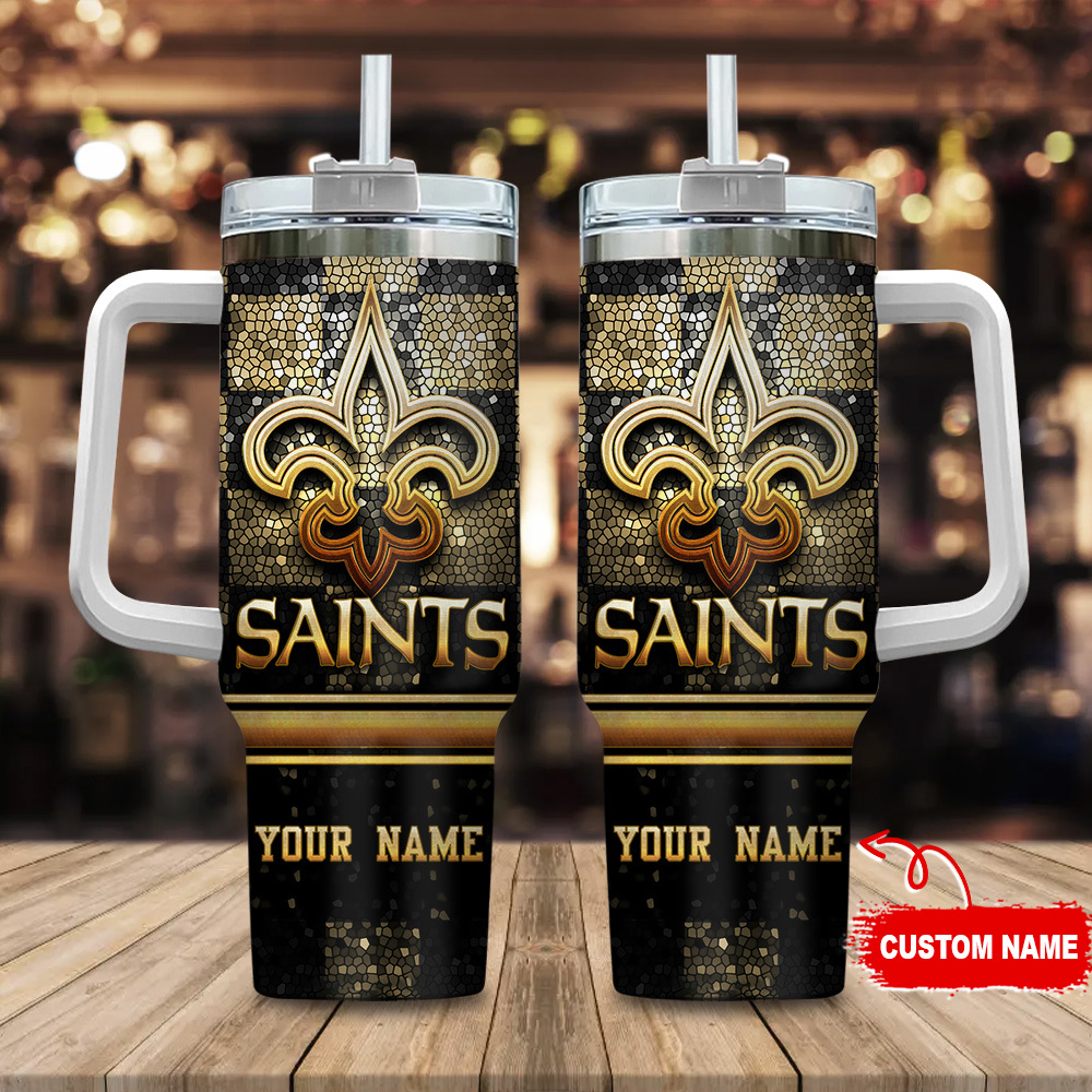 New Orleans Saints NFL Glitter Golden Logo Custom Stanley Cup 40 oz 30 oz Tumbler With HandleTVC2301113