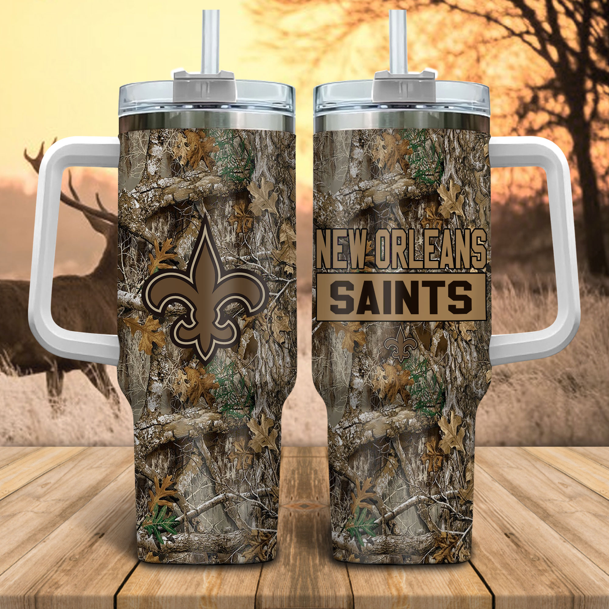 New Orleans Saints NFL Hunting Realtree Custom Stanley Cup 40 oz 30 oz Tumbler With HandleTVC230147
