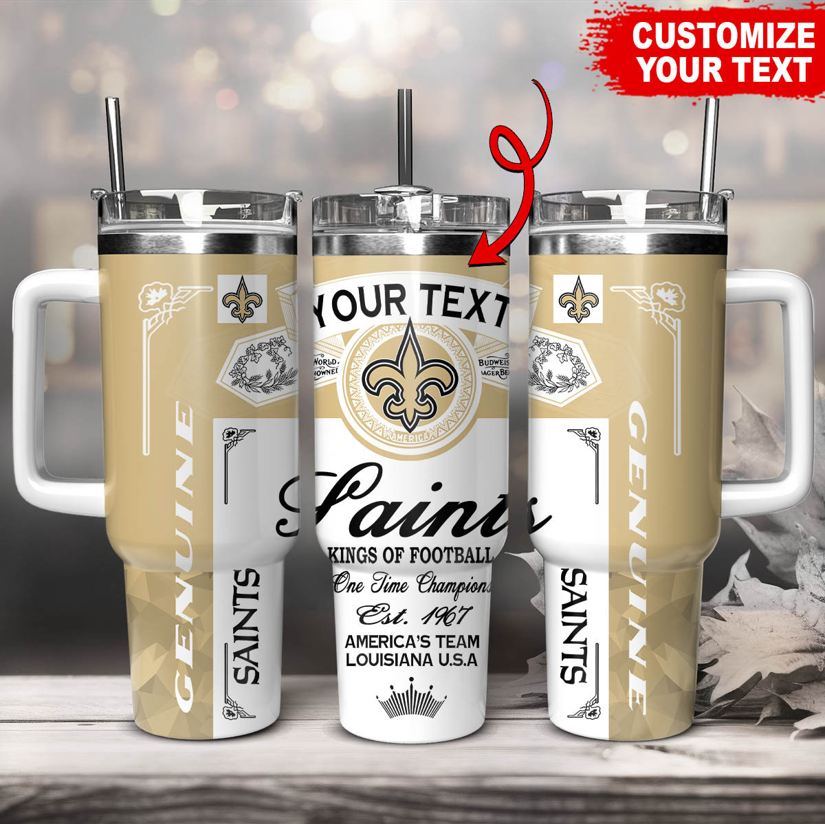 New Orleans Saints NFL Kings Of Football Custom Stanley Cup 40 oz 30 oz Tumbler With HandleTVC230184