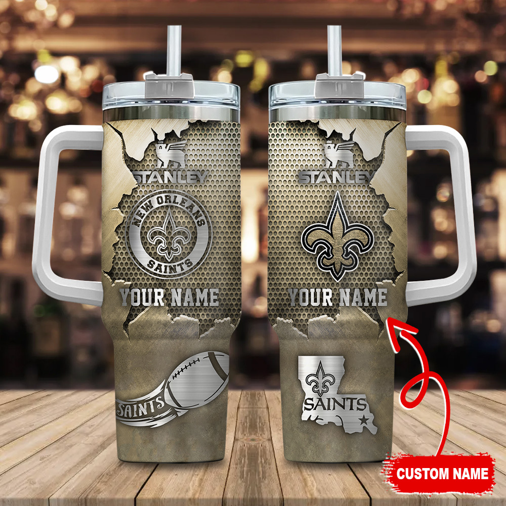 New Orleans Saints NFL Metal Style Custom Stanley Cup 40 oz 30 oz Tumbler With HandleTVC230186