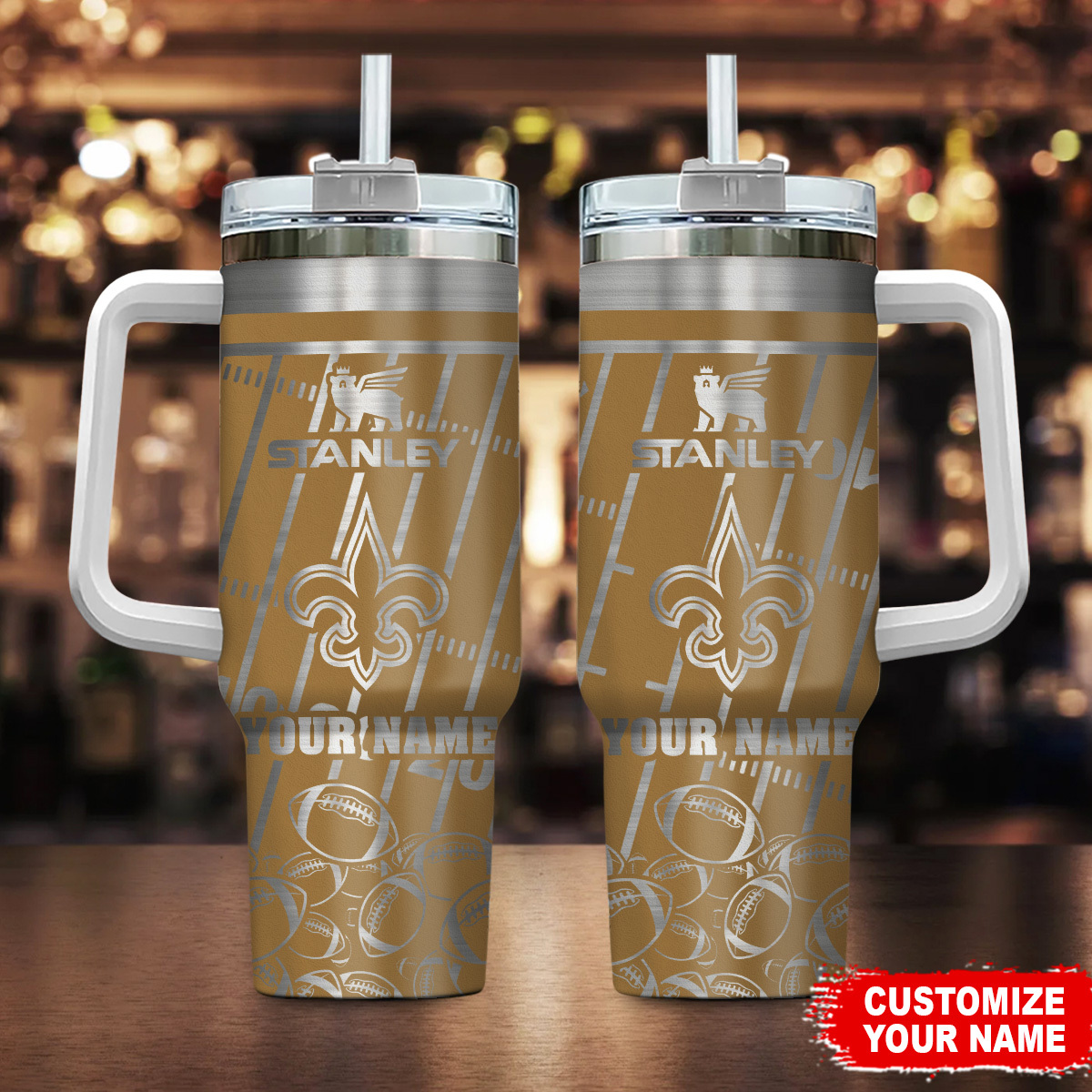 New Orleans Saints NFL Silver Custom Stanley Cup 40 oz 30 oz Tumbler With HandleTVC2301105