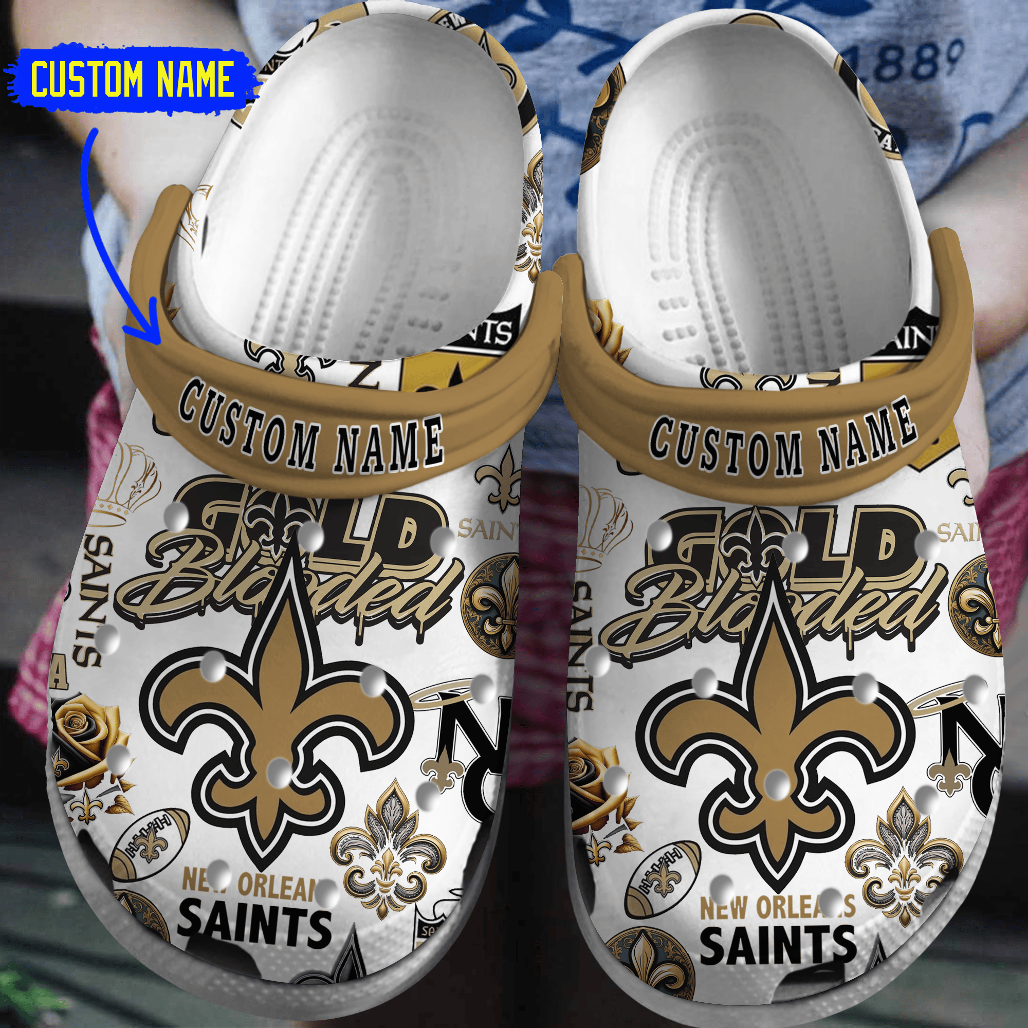 New Orleans Saints NFL Sport Crocs Crocband Clogs Shoes Comfortable For Men Women and Kids