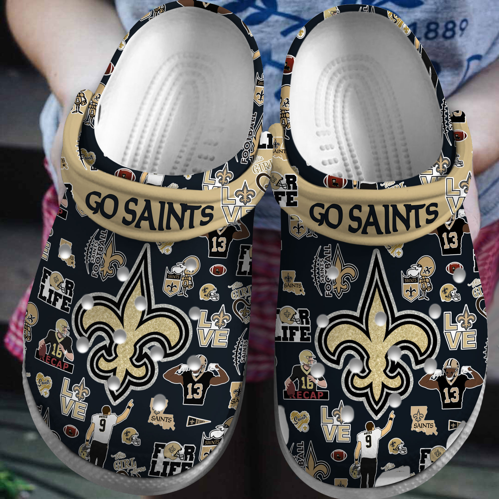 New Orleans Saints NFL Sport Crocs Crocband Clogs Shoes Comfortable For Men Women and Kids