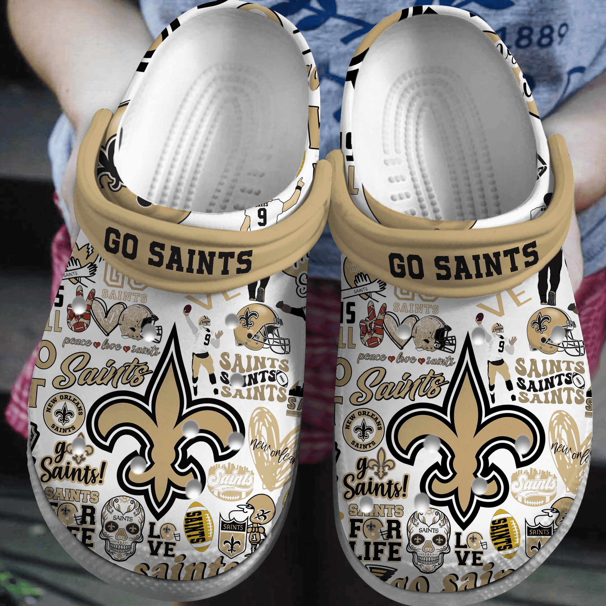 New Orleans Saints NFL Sport Crocs Crocband Clogs Shoes Comfortable For Men Women and Kids