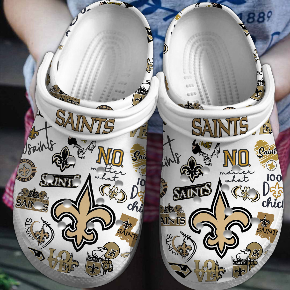 New Orleans Saints NFL Sport Crocs Crocband Clogs Shoes Comfortable For Men Women and Kids