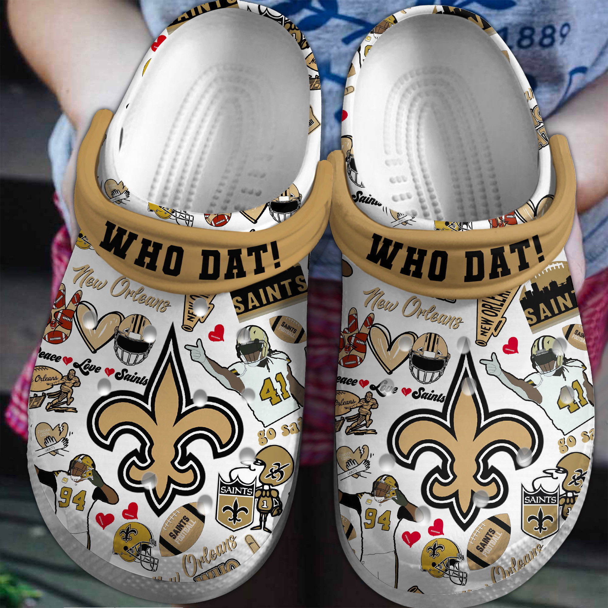 New Orleans Saints NFL Sport Crocs Crocband Clogs Shoes Comfortable For Men Women and Kids