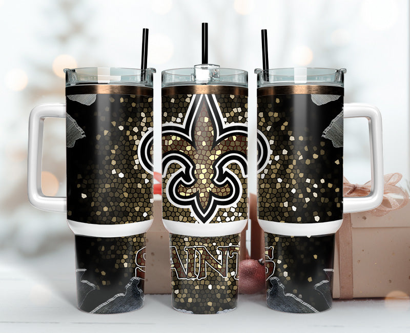 New Orleans Saints NFL Stained Glass Effect Custom Stanley Cup 40 oz 30 oz Tumbler With HandleTVC2301141