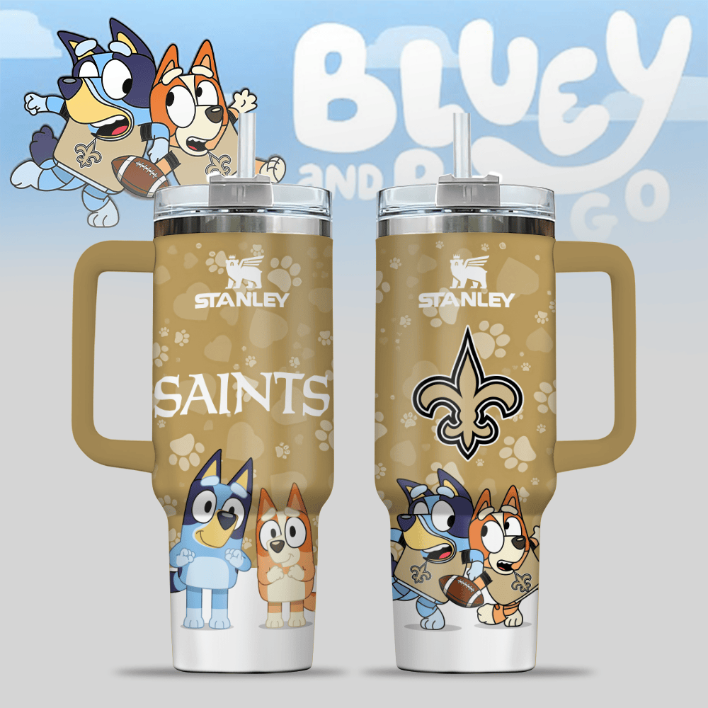 New Orleans Saints NFL x Bluey Custom Stanley Cup 40 oz 30 oz Tumbler With HandleTVC2301123