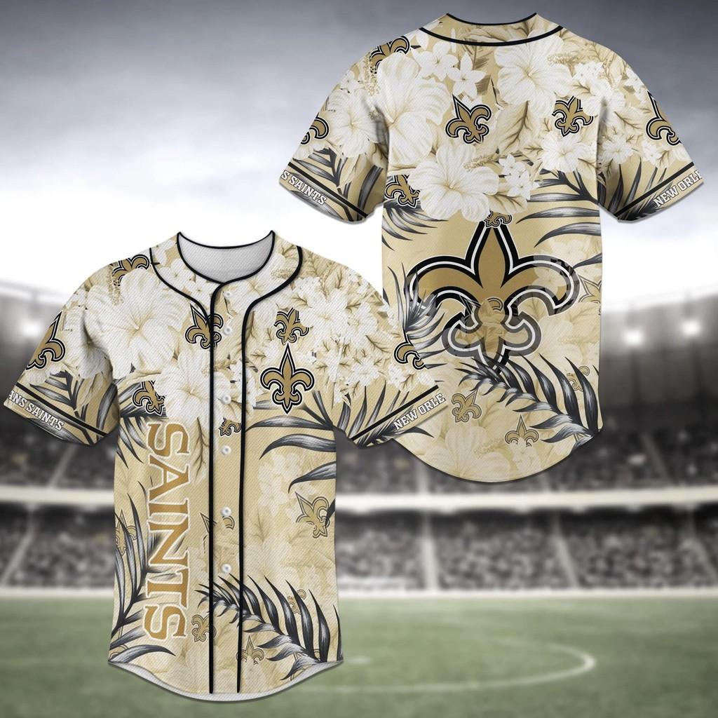 New Orleans Saints NLF Baseball Jersey Shirt Flower