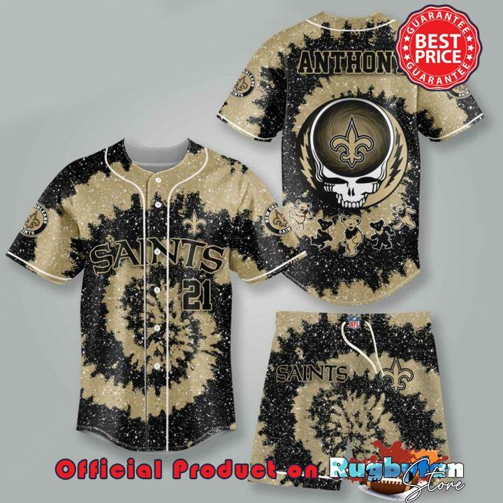 New Orleans Saints NLF Grateful Dead 3D Personalized Premium Baseball Jersey