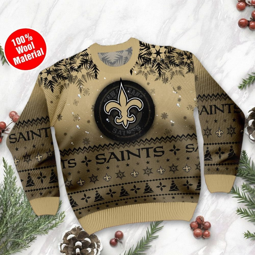 New Orleans Saints Santa Claus In The Moon Ugly Christmas Sweater Adult 3D Funny Matching for family - Image 2