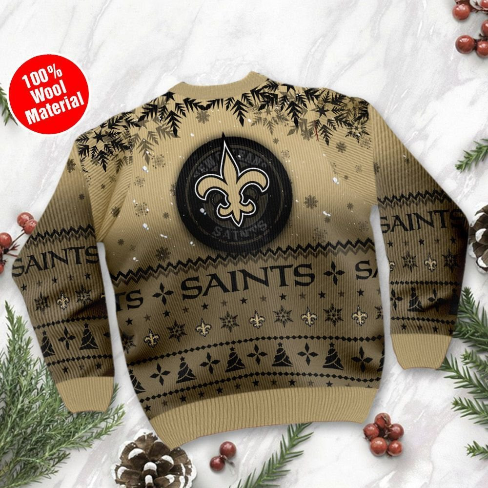 New Orleans Saints Santa Claus In The Moon Ugly Christmas Sweater Adult 3D Funny Matching for family - Image 3