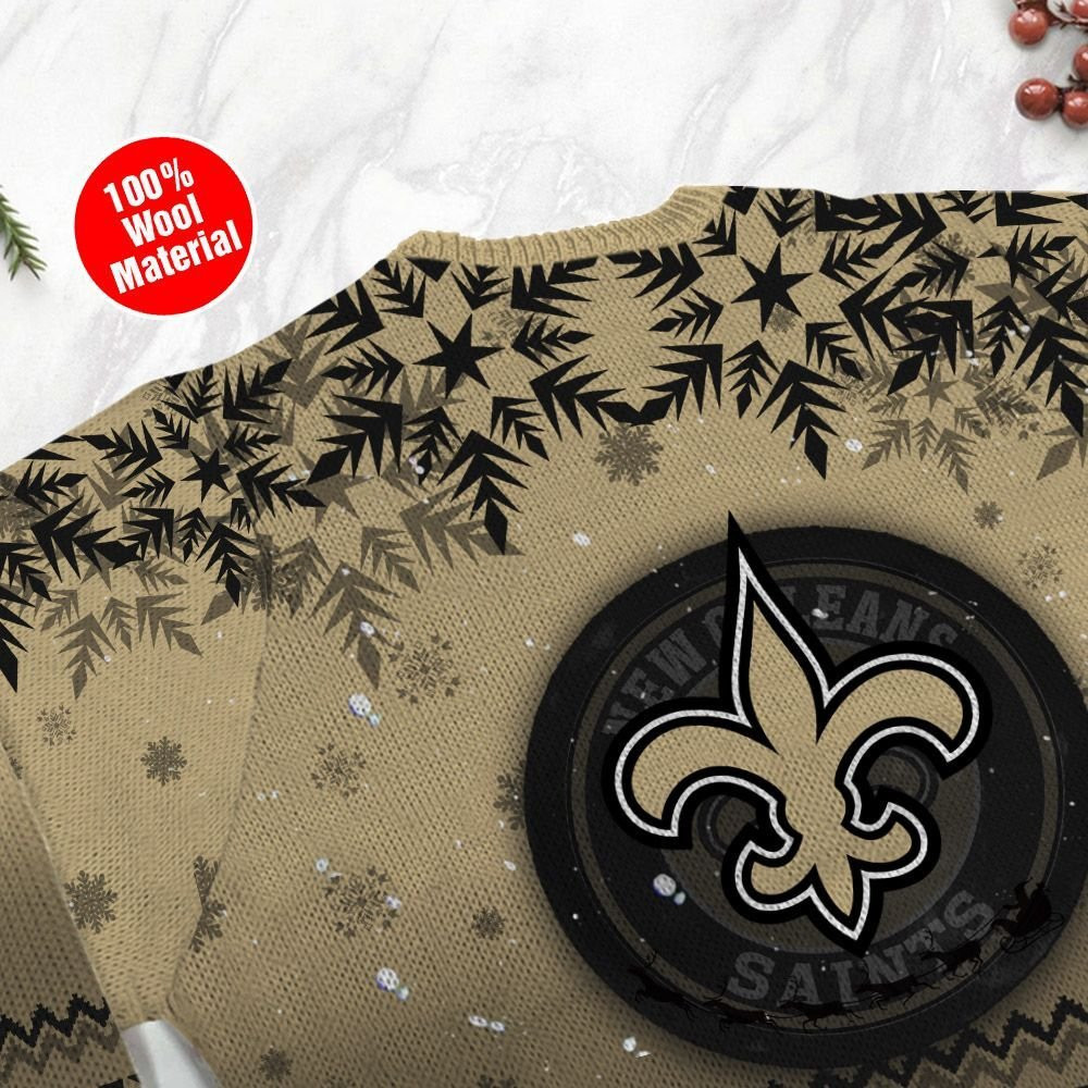New Orleans Saints Santa Claus In The Moon Ugly Christmas Sweater Adult 3D Funny Matching for family - Image 5
