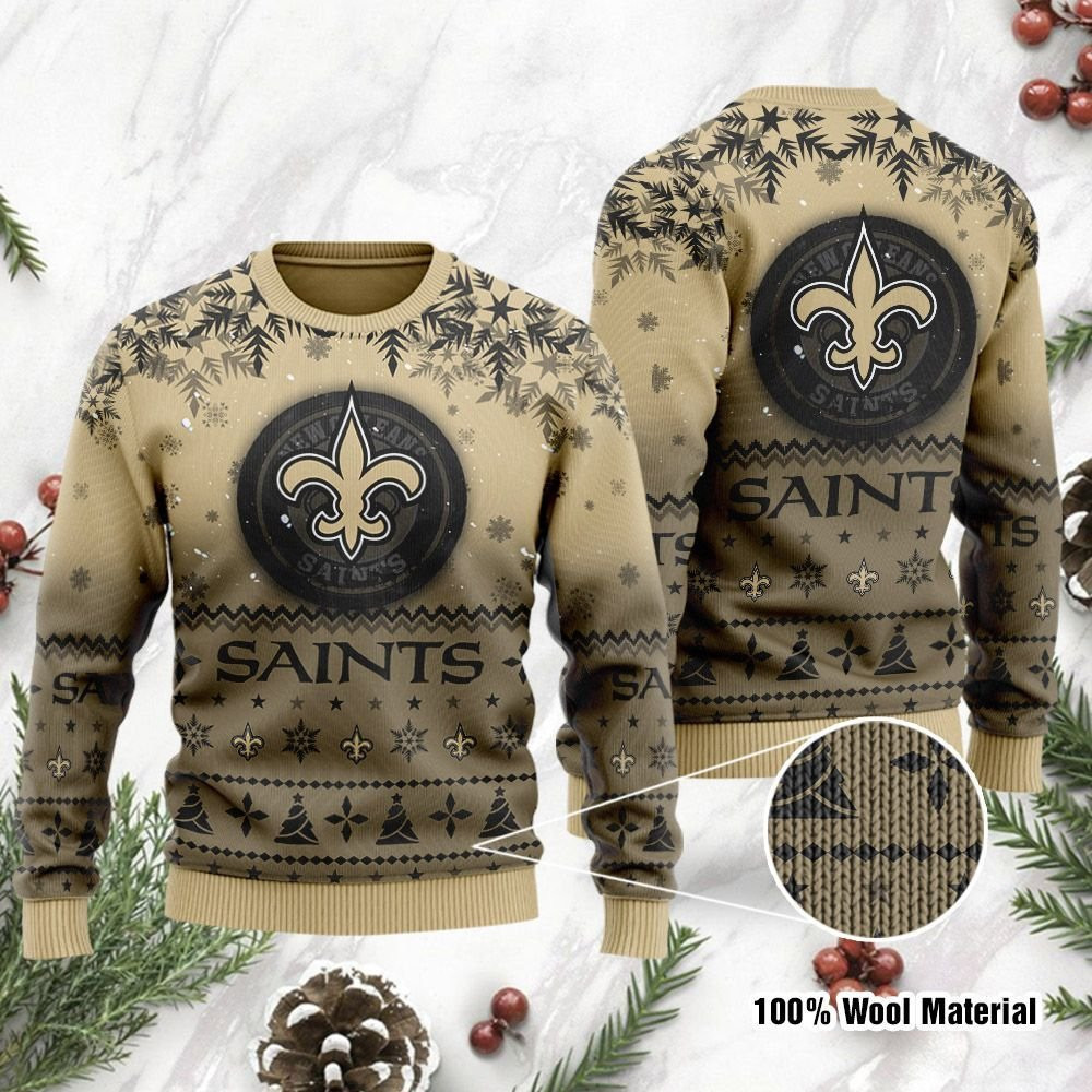 New Orleans Saints Santa Claus In The Moon Ugly Christmas Sweater Adult 3D Funny Matching for family