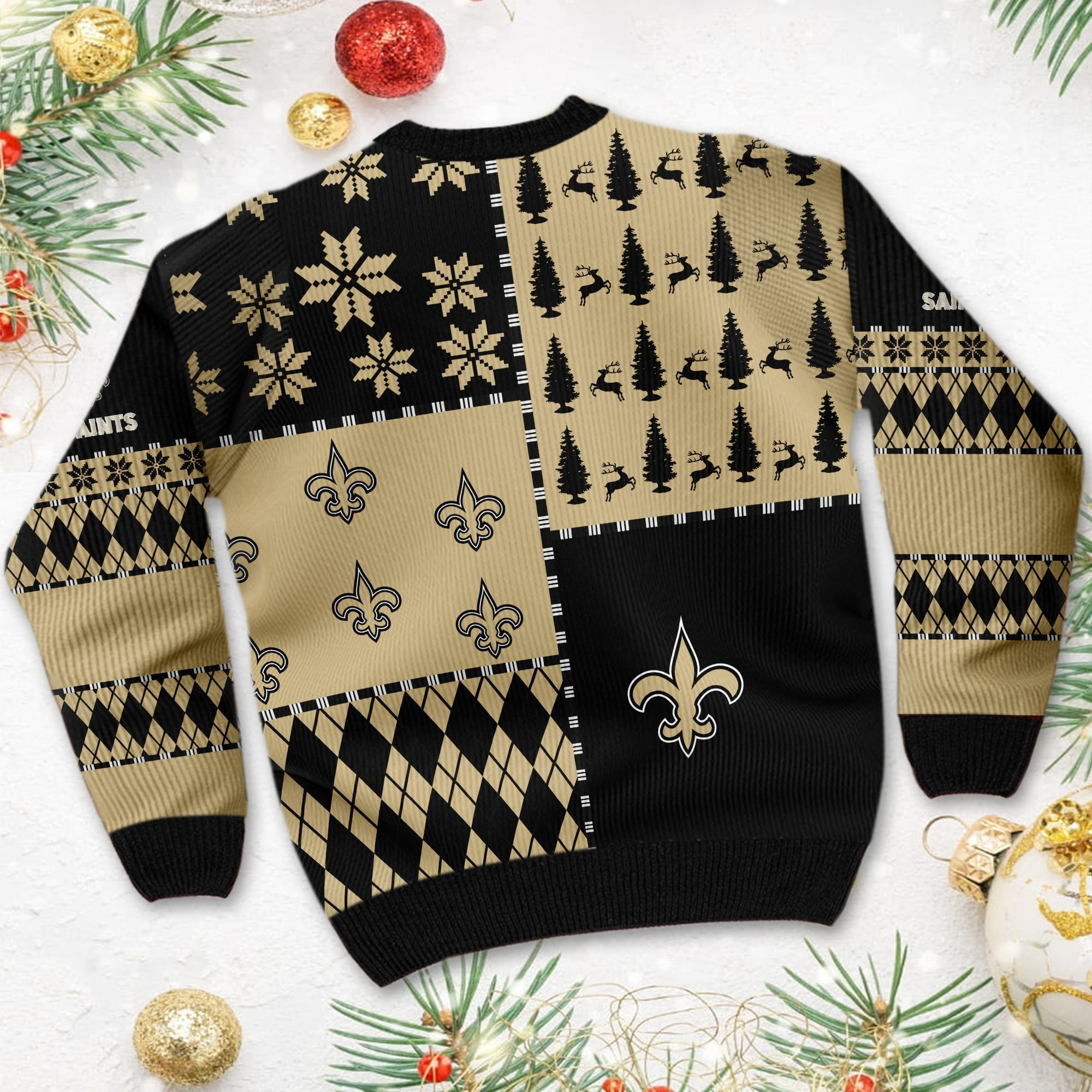 New Orleans Saintss Full Size For Sale Best Christmas Gift For Saints Fans Ugly Christmas Sweater Adult 3D Funny Matching for family - Image 4