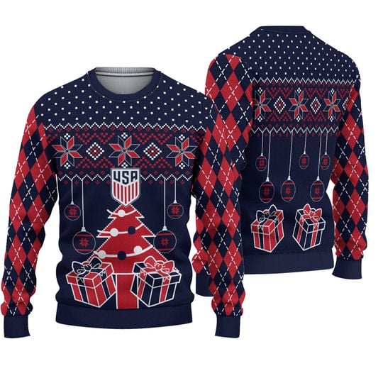 New USMNT Soccer 2022 World Cup Ugly 3D Sweater - Image 2