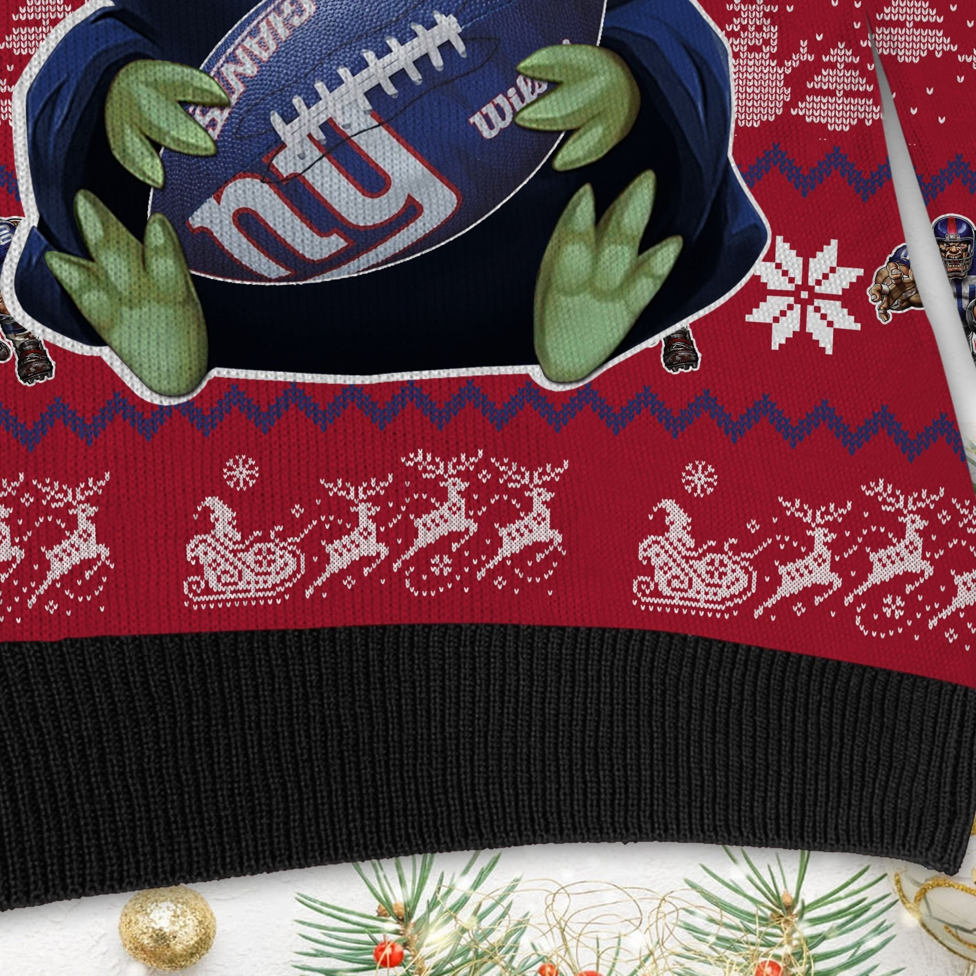 New York Giants Baby Yoda Ugly Christmas Sweater Adult 3D Funny Matching for family - Image 5
