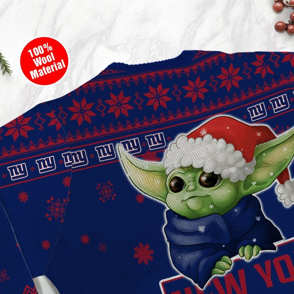 New York Giants Cute Baby Yoda Grogu Holiday Party Ugly Christmas Sweater Adult 3D Funny Matching for family - Image 5