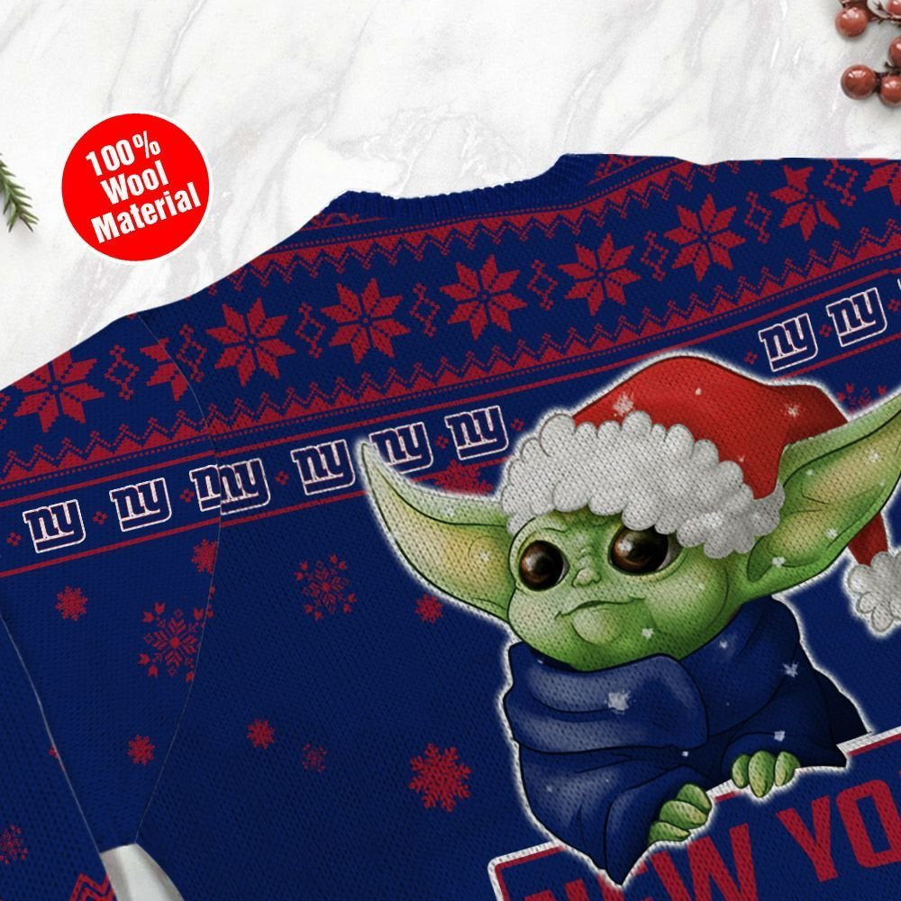 New York Giants Cute Baby Yoda Grogu Ugly Christmas Sweater Adult 3D Funny Matching for family - Image 5