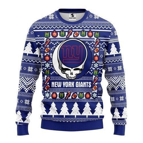 New York Giants Grateful Dead Ugly Christmas Sweater Adult 3D Funny Matching for family
