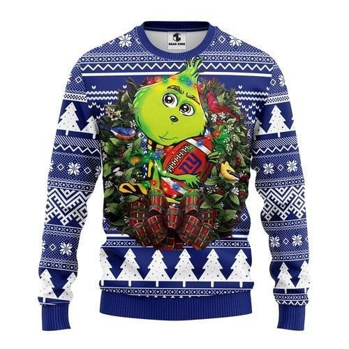 New York Giants Grinch Hug Ugly Christmas Sweater Adult 3D Funny Matching for family