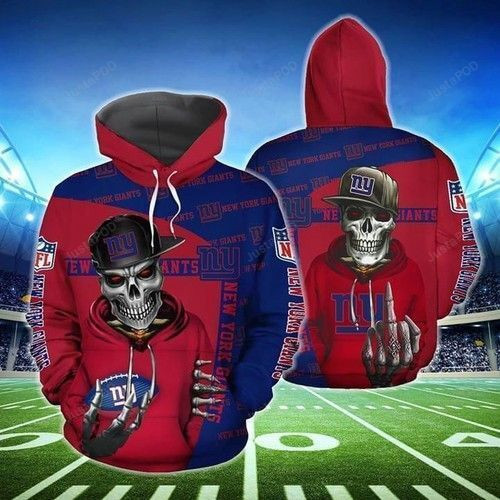 New York Giants Hiphop Skeleton 3D All Over Print Hoodie, Zip Hoodie