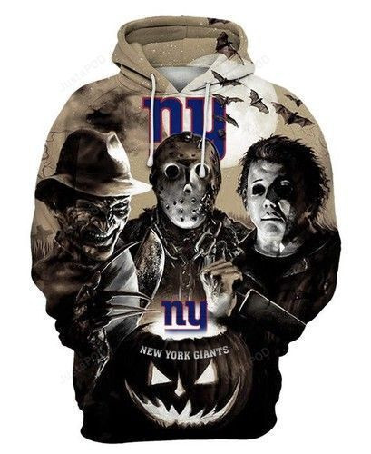 New York Giants Horror Icons 3D All Over Print Hoodie, Zip Hoodie