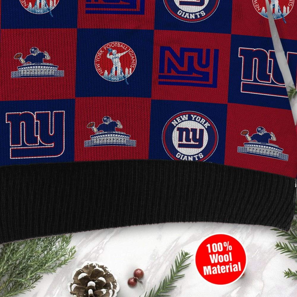 New York Giants Logo Checkered Flannel Ugly Christmas Sweater Adult 3D Funny Matching for family - Image 4