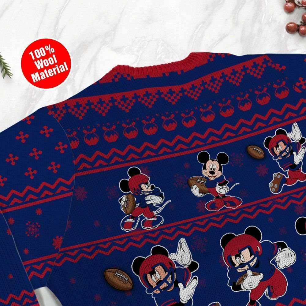 New York Giants Mickey Mouse Holiday Party Ugly Christmas Sweater Adult 3D Funny Matching for family - Image 5