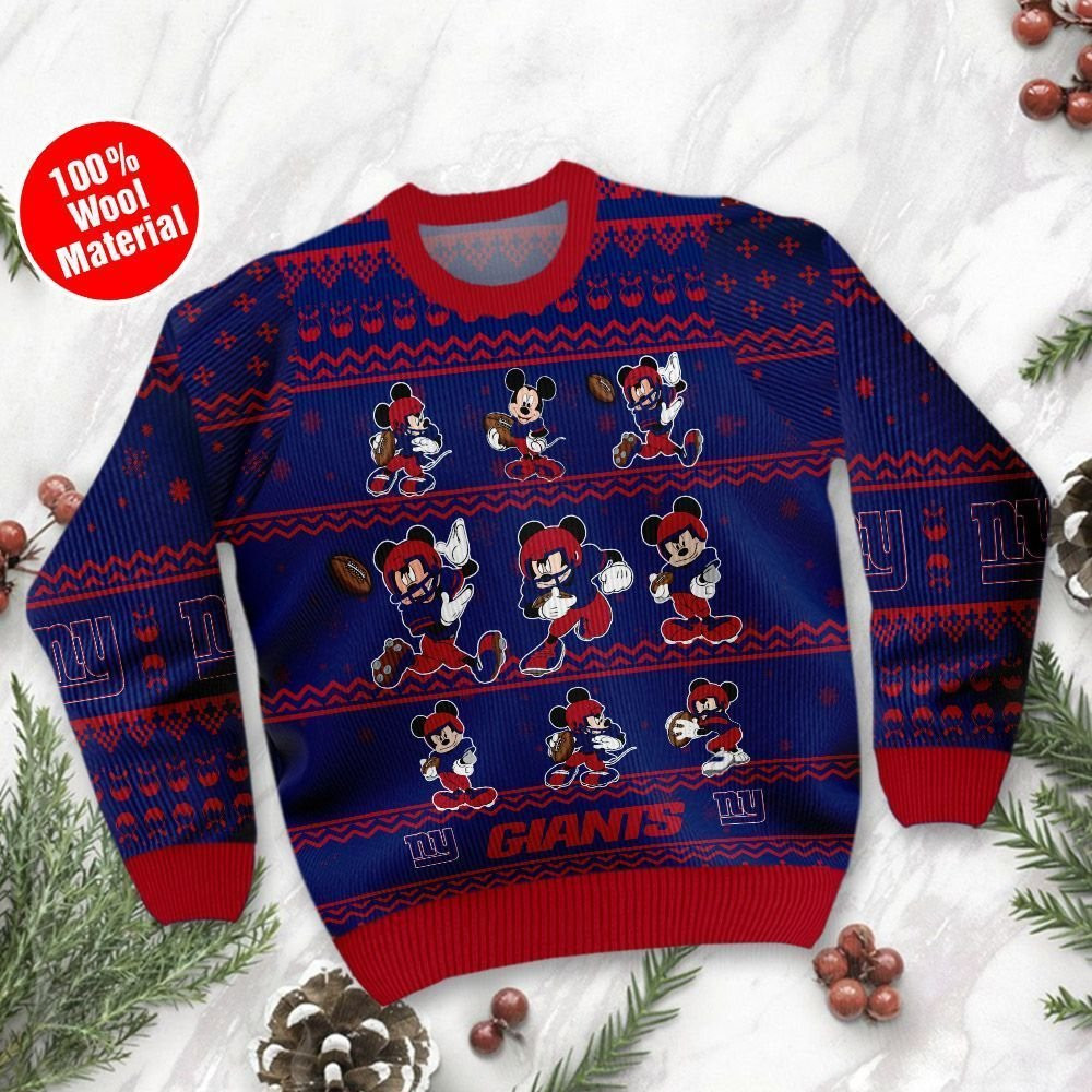 New York Giants Mickey Mouse Ugly Christmas Sweater Adult 3D Funny Matching for family
