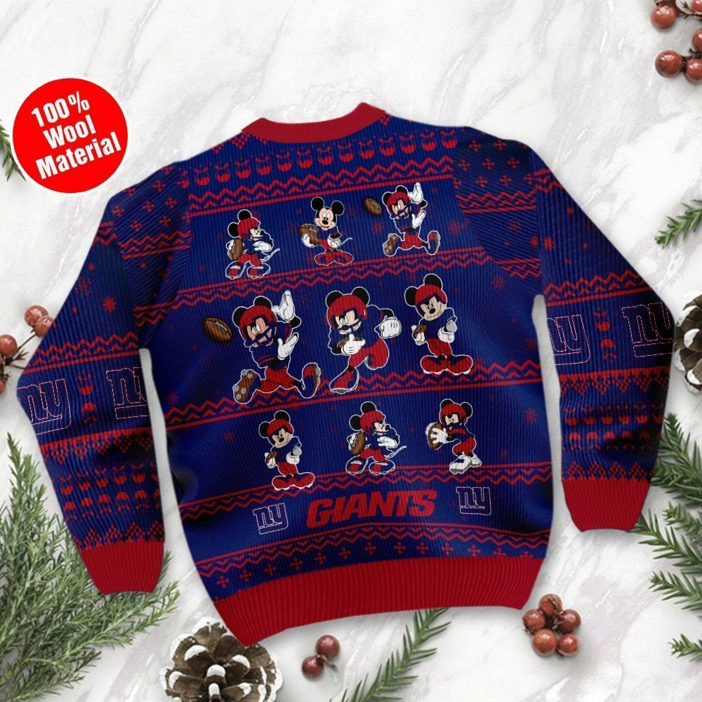 New York Giants Mickey Mouse Ugly Christmas Sweater Adult 3D Funny Matching for family - Image 2