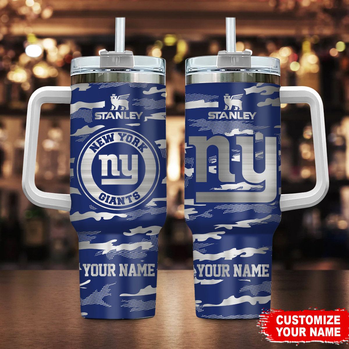 New York Giants NFL Camo Pattern Custom Stanley Cup 40 oz 30 oz Tumbler With HandleTVC230199