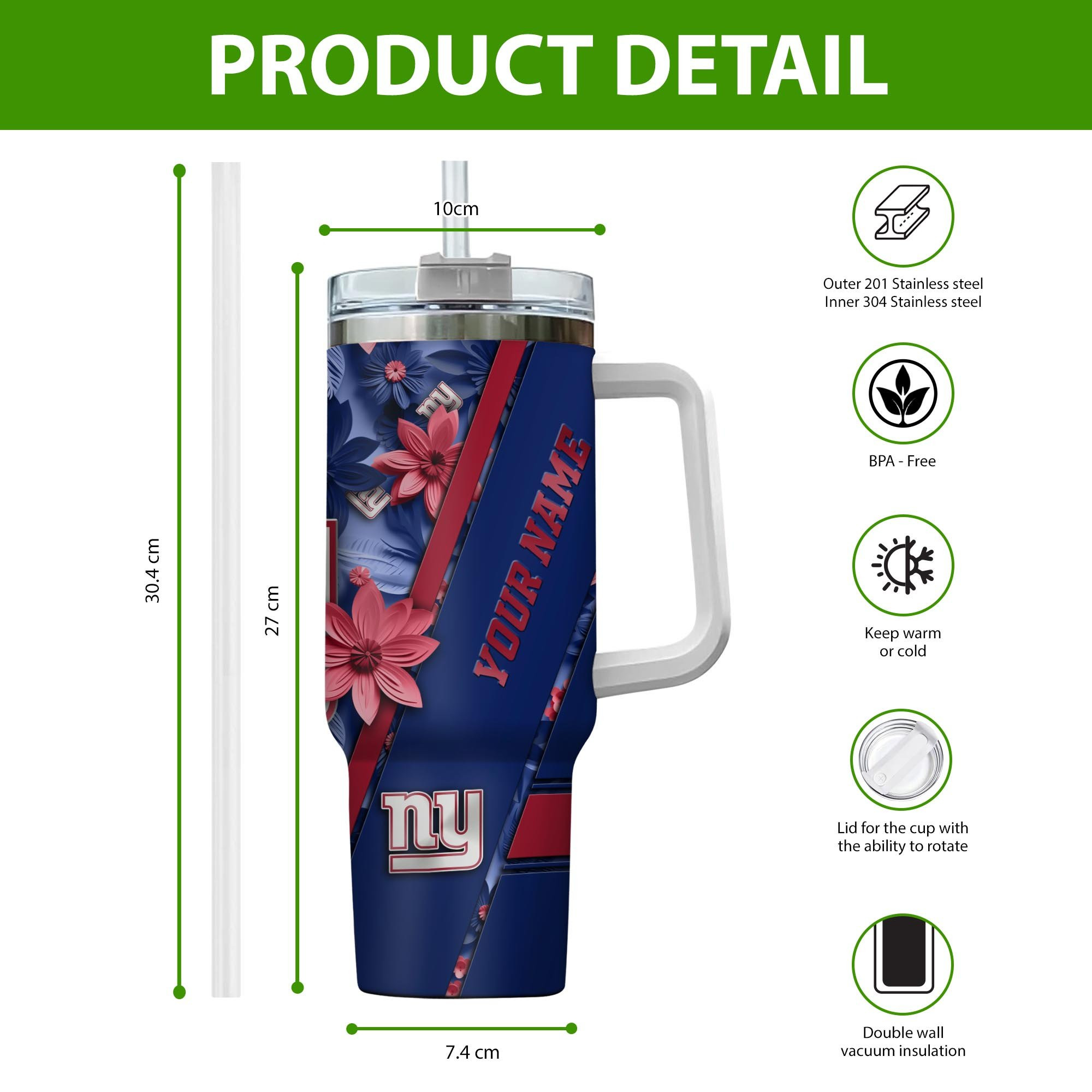 New York Giants NFL Custom Stanley Cup 40 oz 30 oz Tumbler With HandleTVC230111 - Image 2