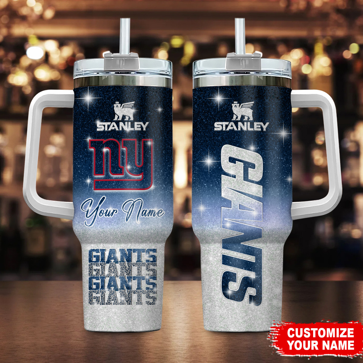 New York Giants NFL Glitter Custom Stanley Cup 40 oz 30 oz Tumbler With HandleTVC230198